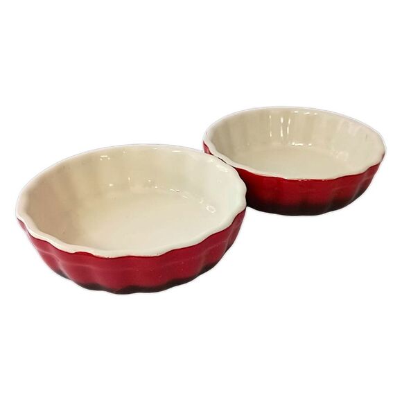 2 ROCQ‎ Parisian Patisserie Ramekins Quiche Tart Pie Baking Dish Set Ombre Red - Picture 8 of 16
